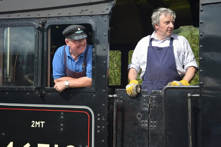 Steam loco crew waiting for the guard's signal